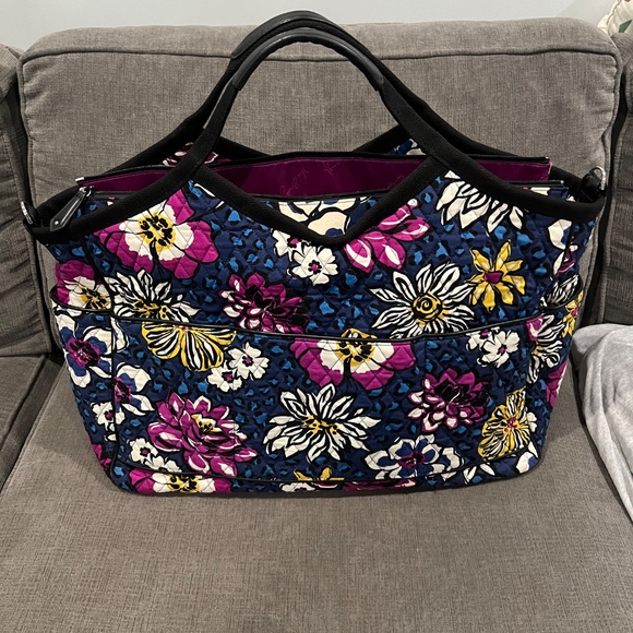 Vera Bradley Large Grand Traveler Bag Cotton Signature African Violet Floral - Picture 2 of 7